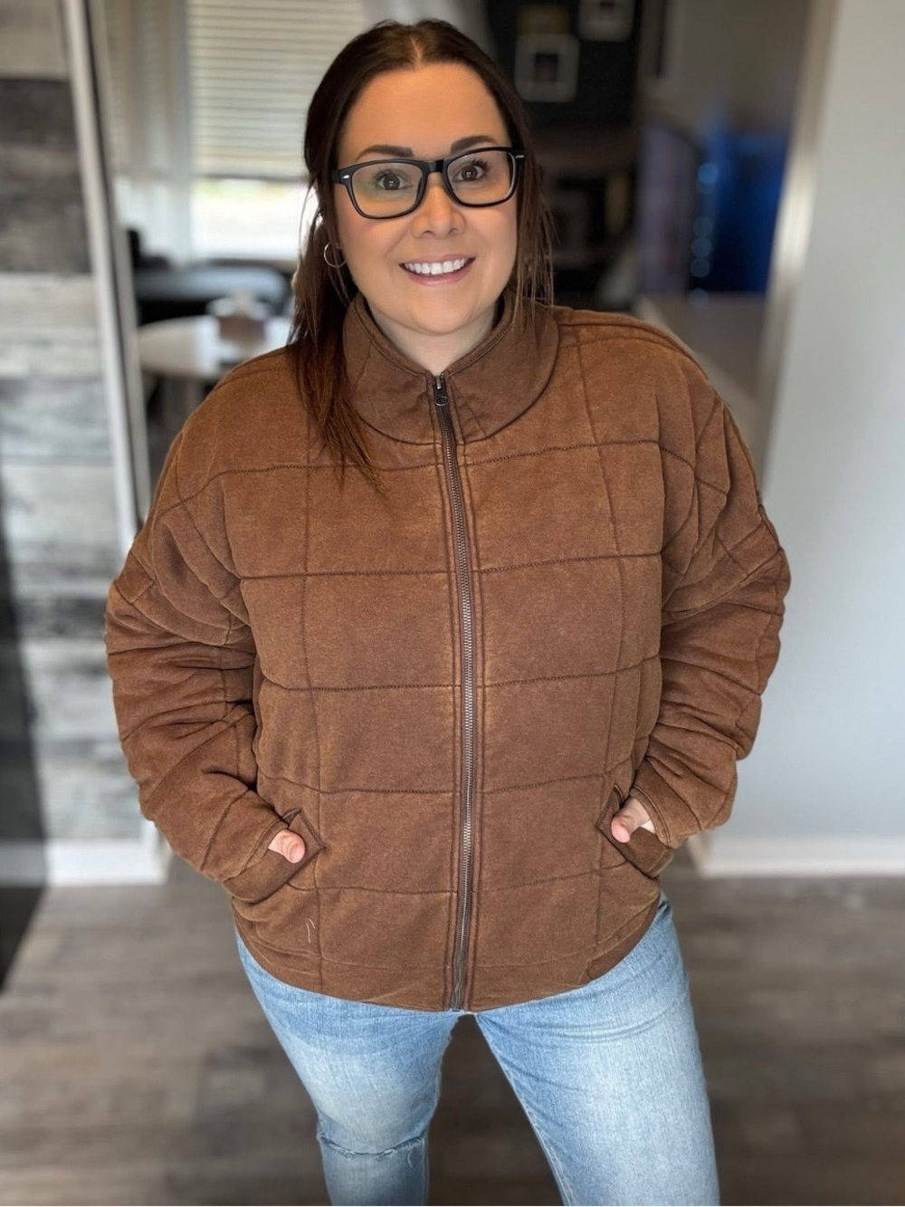 Ada Casey Womens Boho Dolman Quilted Jacket Size L Brown Granola Girl Gorpcore